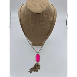 Kendra Scott Rayne Gold chain link stone pendant tassel hot pink